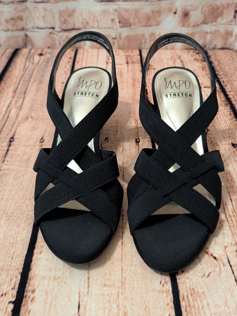 Impo Stretch Memory Foam Black Crisscross Slingback Sandals Size 7.5M - Picture 5 of 15